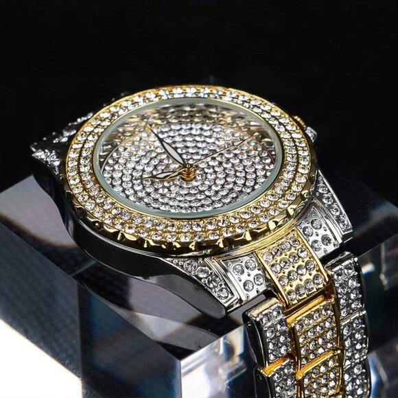 ✨ Smalody Watches Women Gold Round Luxury Crystal Rhinestone Diamond Steel Watch - Picture 4 of 9